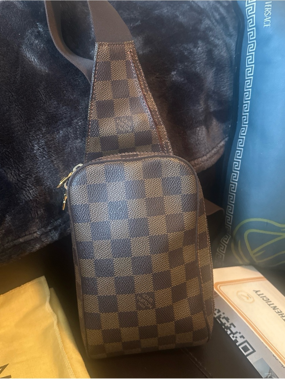 Men’s LV Geronimos Damien Ebene Crossbody/Sling Belt Bag COA